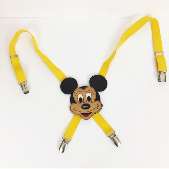Vintage Mickey Mouse Yellow Suspenders - Picture 1 of 4